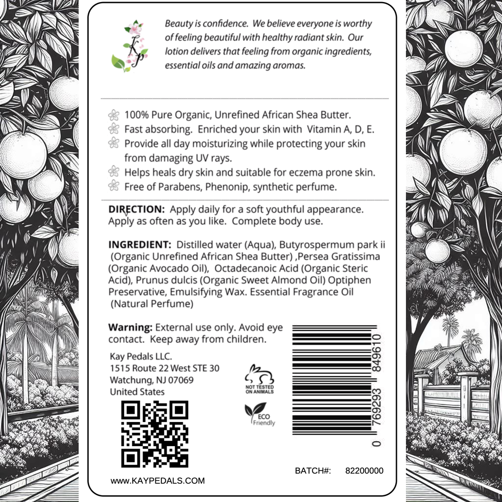 Citrus Sunday Natural Body Lotion Made With Sensitive Skin Fragrance Oil  | Organic Unrefined African Shea Butter | Organic Sweet Almond Oil | Organic Avocado Oil